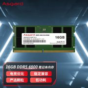 阿斯加特 16GB DDR5 4800笔记本内存条只要197元 限时