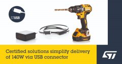ST USB供电整体方案获USB-IF认证: 输出功率达140w，