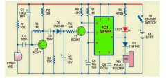 使用IC555的噪声或声音传感器报警电路