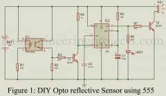 基于IC555构建的光反射传感器电路