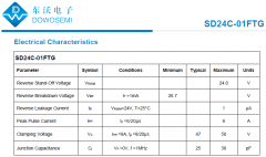 静电防护器件SD24C-01FTG 东沃DOWO 专业的ESD二极管厂
