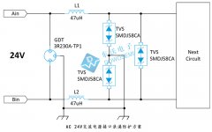 SMDJ58CA 双向TVS管 保护24V交流电源接口免受浪涌过