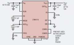 LTM4712 ，36VIN、12A升压/降压型降压-升压μModule稳压