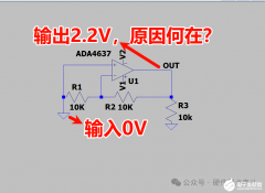用运放搭建的反相放大电路输入为0V，输出居然达