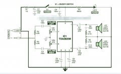USB供电的立体声电脑扬声器的电路图