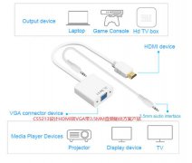 CS5213 HDMI转VGA(带音频）转换器转换ic