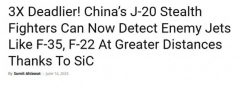 港媒曝光：歼20核心传感器突破！F35隐身失效（