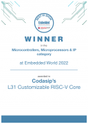 Codasip的可定制L31 RISC-V内核荣获Embedded World展会最