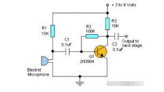 基于2N3904的简单音频前置放大器电路