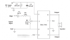 <b>采用TDA7052的1W音频放大器的电路图</b>