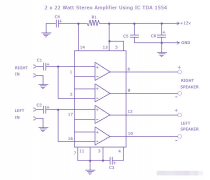 基于TDA1554的立体声放大器电路