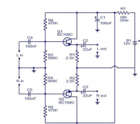一个低成本立体声线路驱动器的电路图