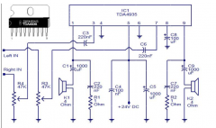 基于TDA4935的2X15瓦立体声放大器电路