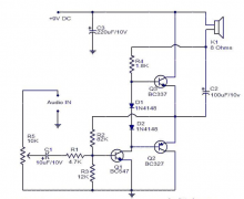一个非常简单的三晶体管音频放大器电路