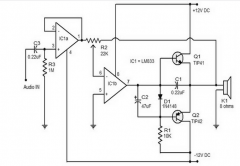 分享一个15W的B类音频放大器电路