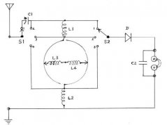 <b>电感调谐式矿石收音机电路</b>