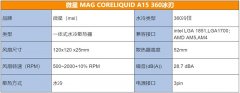 搭配旗舰级散热技术，微星 MAG CORELIQUID A15水冷散